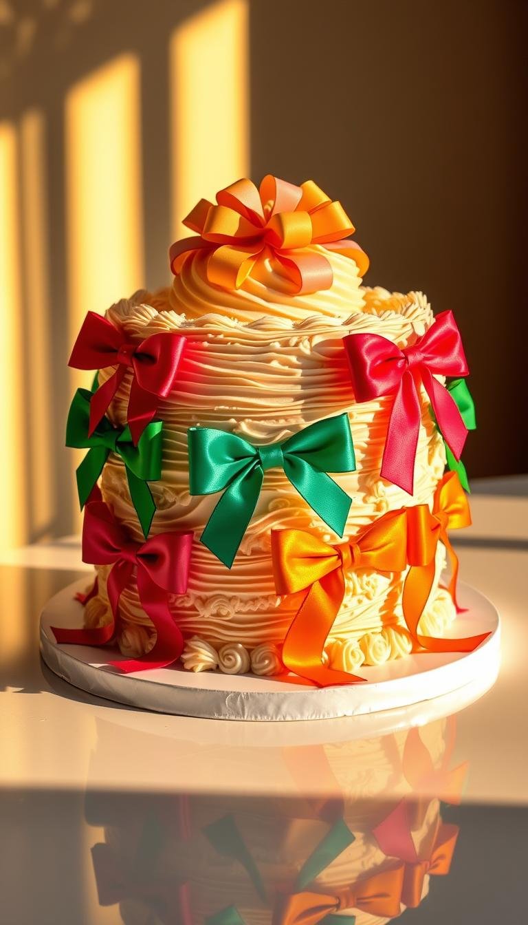 birthday cake with bows
