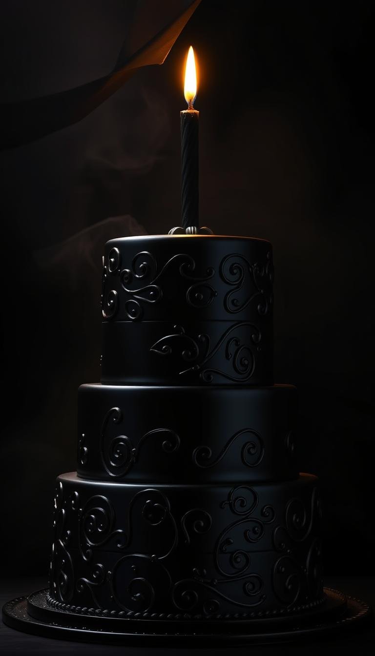 black birthday cake
