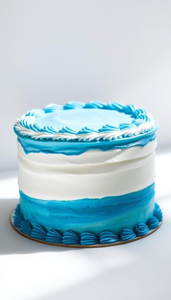 blue and white cake in images