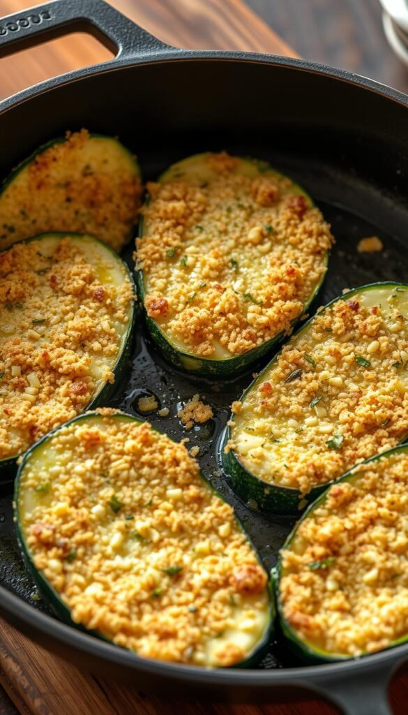 cheesy garlic zucchini steaks