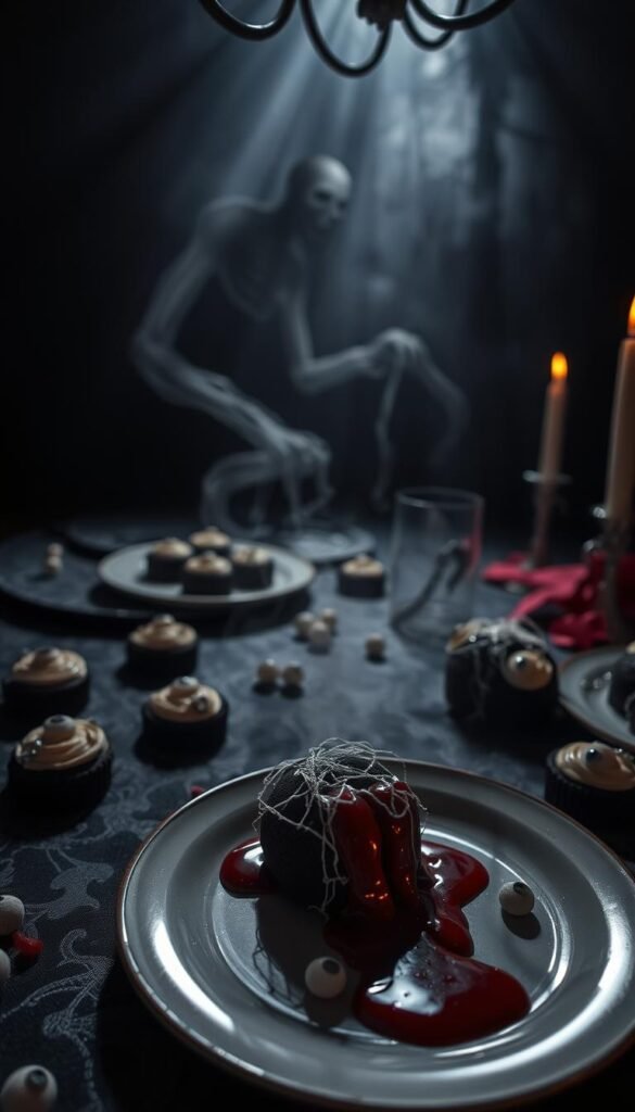 edible blood and web decorations