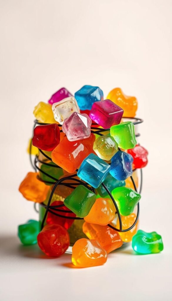 glittering gummy garnish
