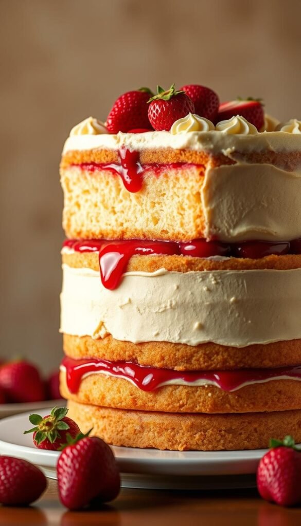 layered cake strawberry filling