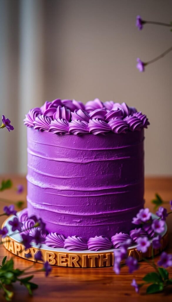 purple birthday cake