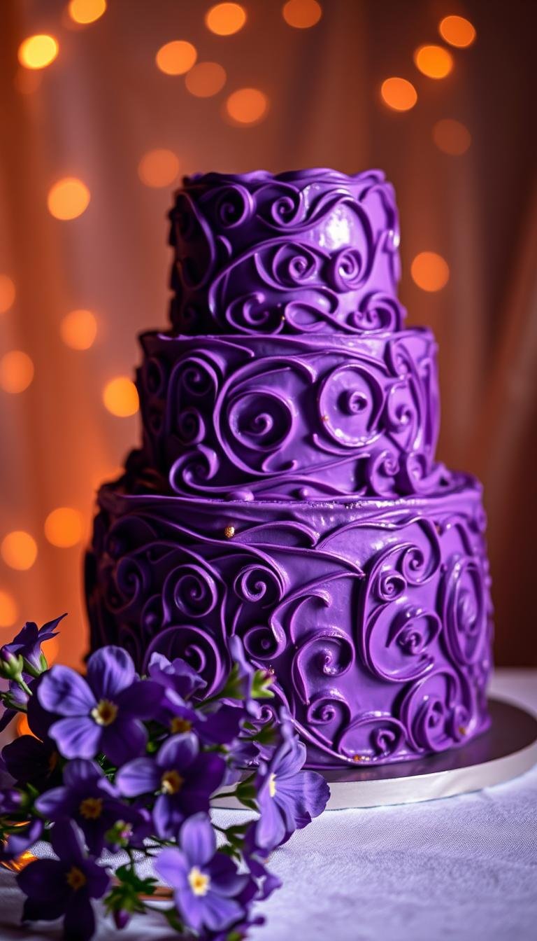 purple birthday cake
