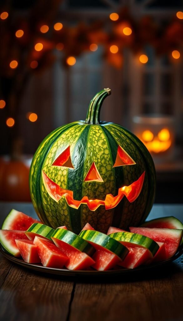 watermelon jack-o-lantern