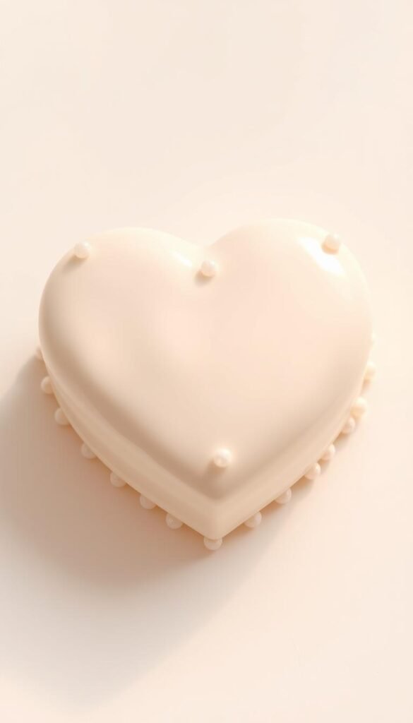 white heart-shaped cake