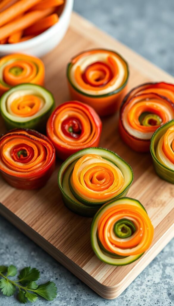 Asian-inspired veggie pinwheels