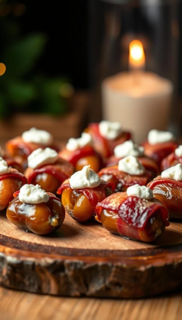Bacon-Wrapped Dates with Goat Cheese