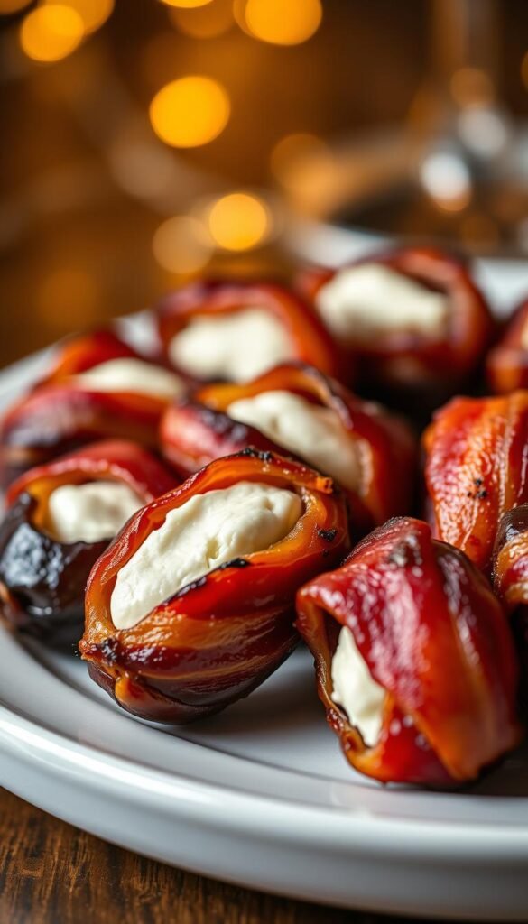 Bacon-Wrapped Dates with Goat Cheese Filling Bacon-Wrapped Dates with Goat Cheese Filling
