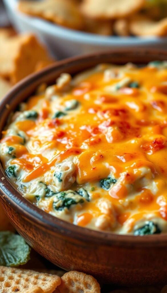 Buffalo Chicken Spinach Artichoke Dip