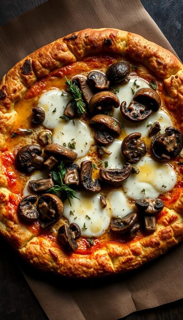 Caramelized Garlic and Wild Mushroom Focaccia Pizza