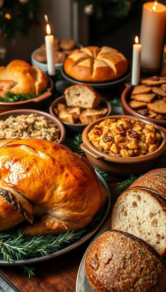 Christmas bread and stuffing dishes