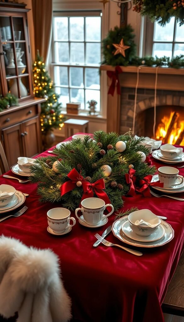 Christmas breakfast table setting