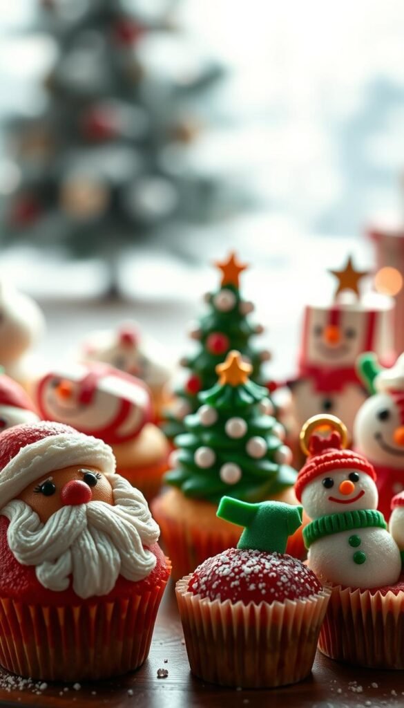 Christmas character cupcakes