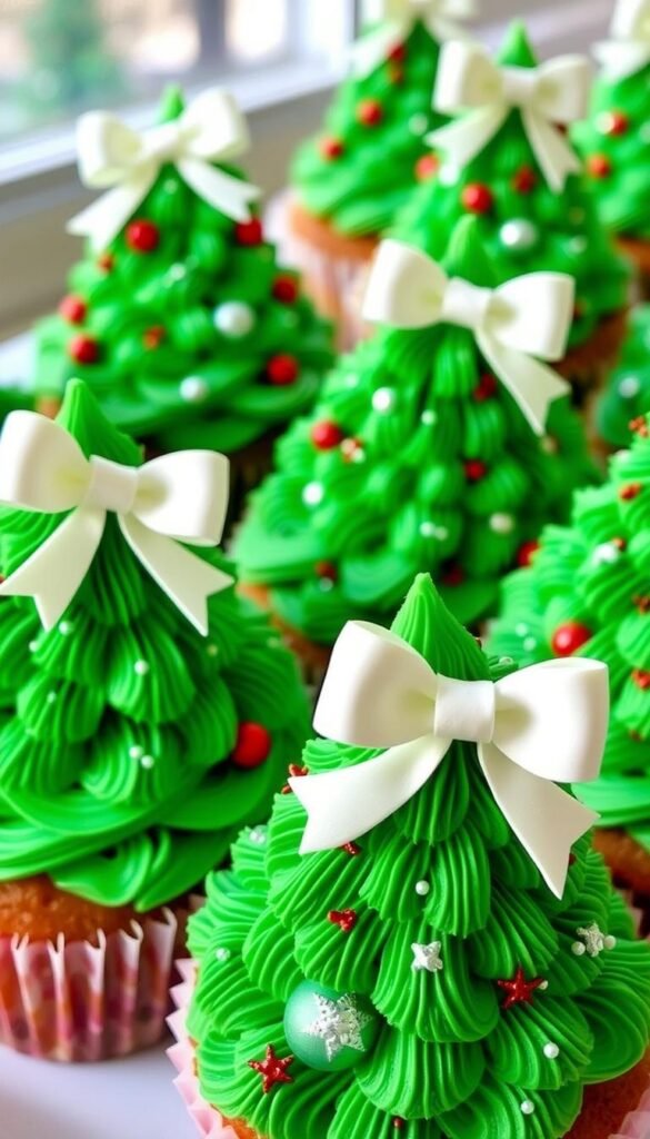 Christmas tree cupcakes Christmas tree cupcakes