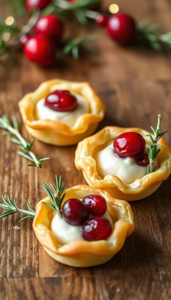 Cranberry Brie Puff Pastry Bites