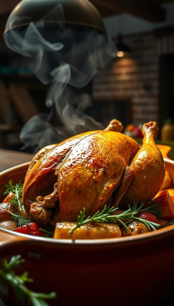 Dutch oven roast chicken