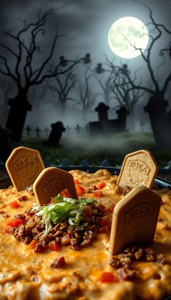 Halloween Graveyard Taco Dip Halloween Graveyard Taco Dip