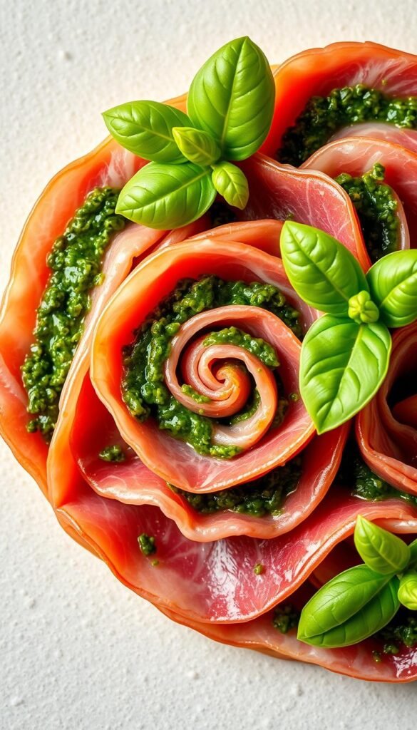Italian Prosciutto and Basil Pesto Pinwheels