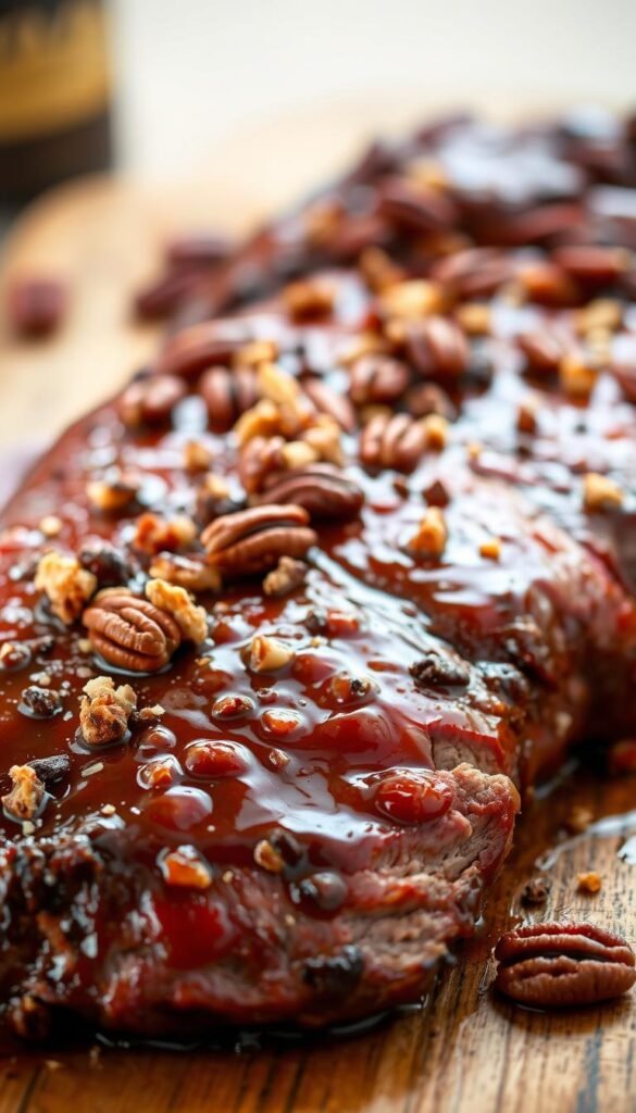 Maple-Bourbon Glazed Brisket with Pecans