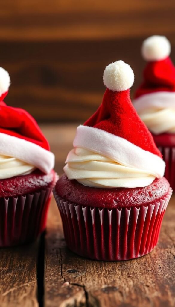Santa Hat Red Velvet Cupcakes Santa Hat Red Velvet Cupcakes