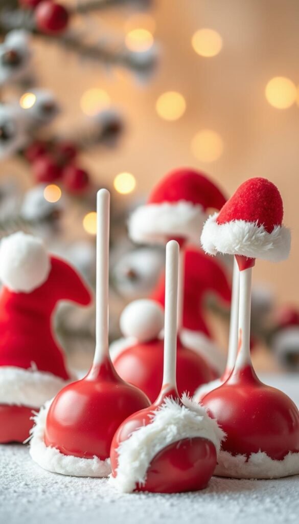 Santa Hat Vanilla Cake Pops