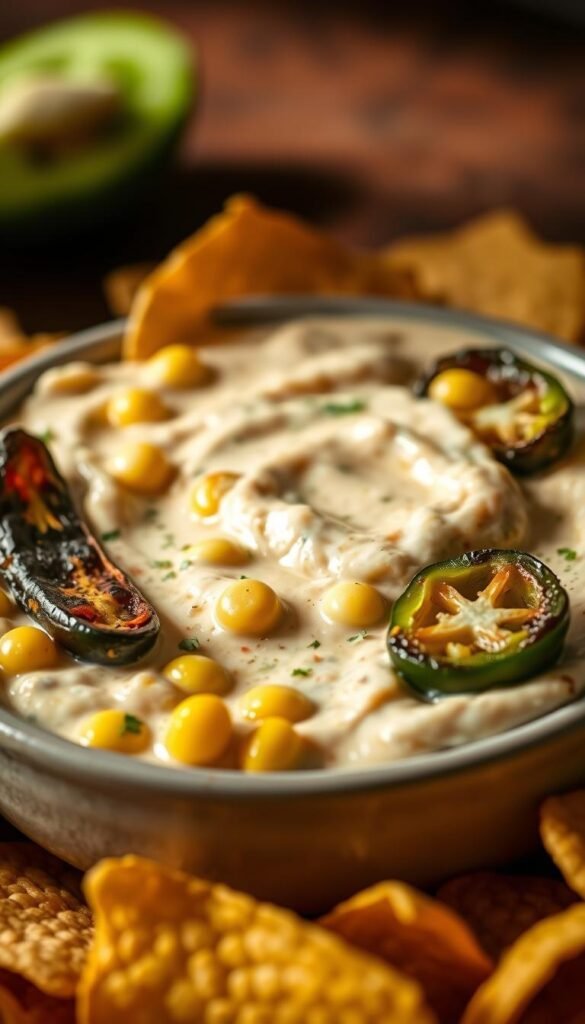 Smoky Roasted Jalapeno and Corn Dip