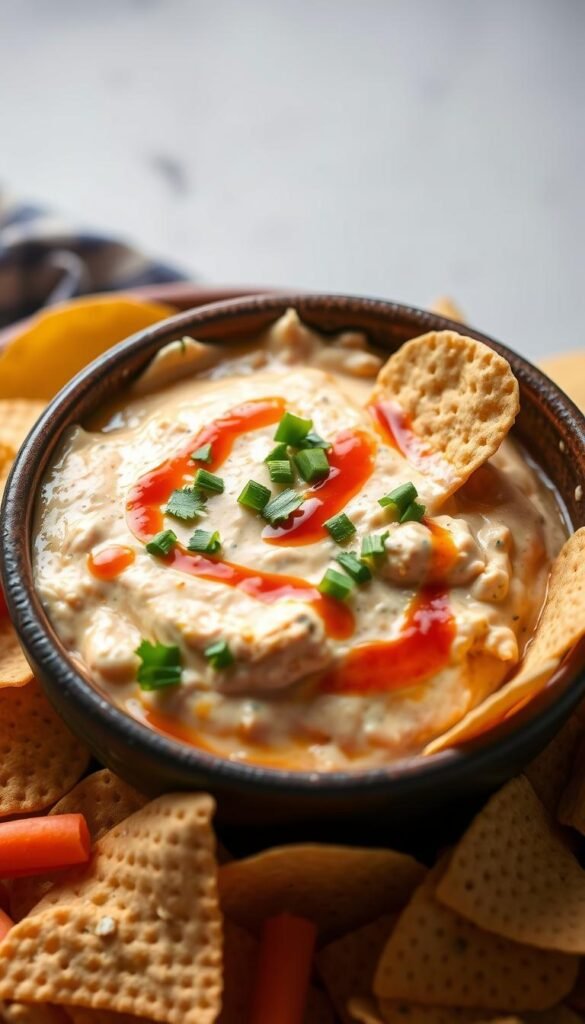 Spicy Jalapeño Cottage Cheese Buffalo Chicken Dip
