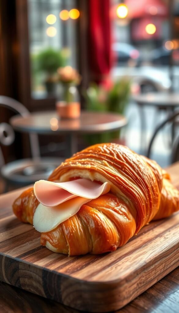 Traditional French Ham and Swiss Cheese Croissant