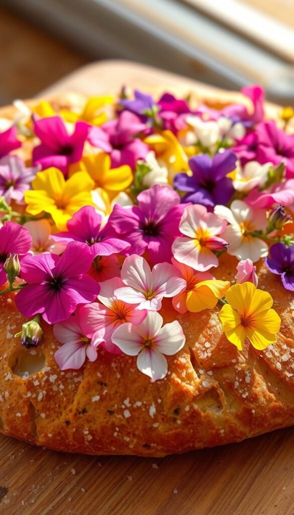 Vibrant Floral Garden Focaccia