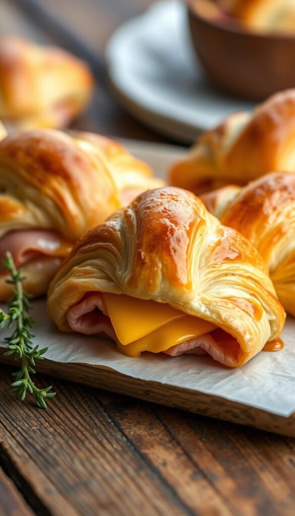 breakfast ham and cheese crescent rolls