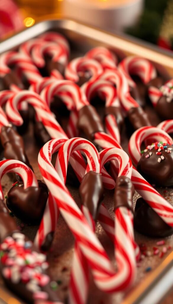 chocolate-dipped candy canes