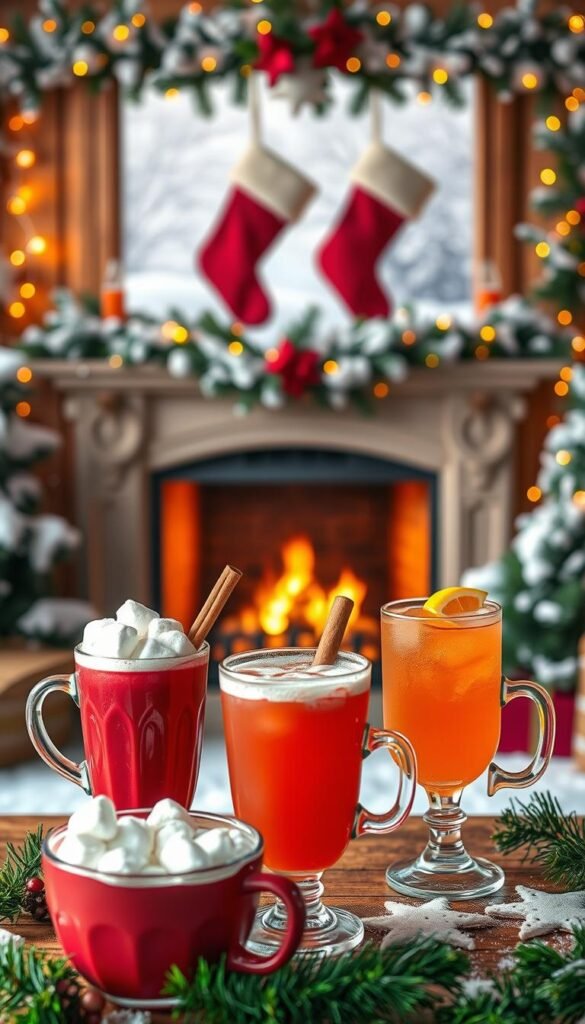 colorful Christmas beverages