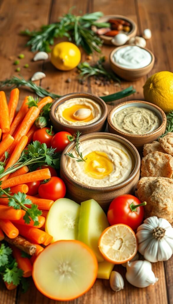 fresh ingredients for dips