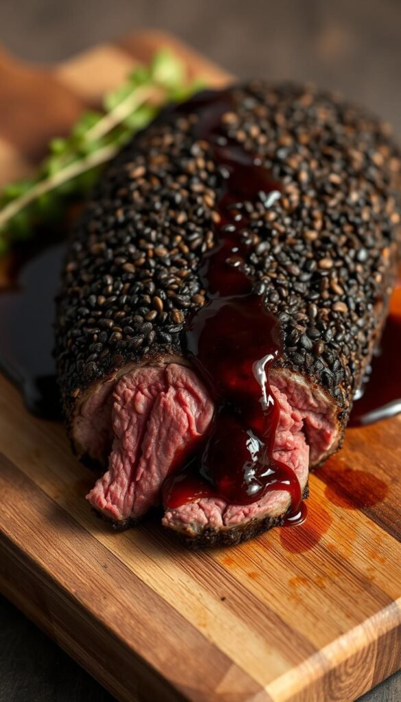 peppercorn-encrusted beef tenderloin