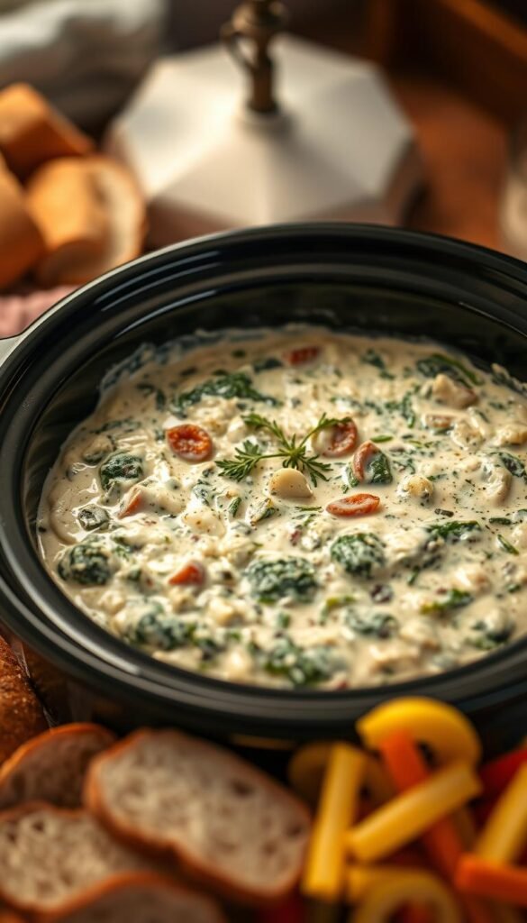 slow cooker spinach artichoke dip