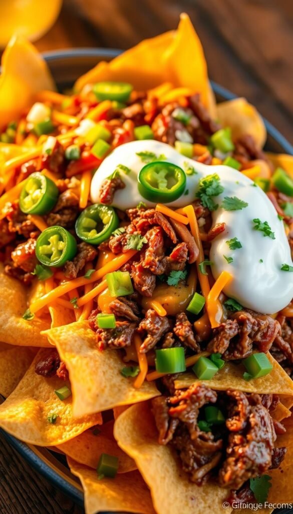 spicy brisket nachos