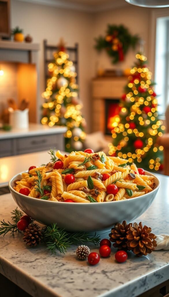 warm Christmas pasta salads
