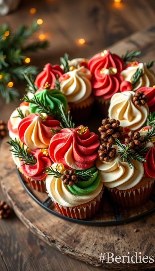 wreath cupcakes