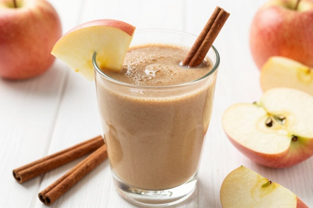 apple cinnamon protein smoothie with apple slices apple cinnamon protein smoothie with apple slices