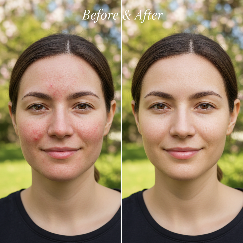 before and after skin comparison photos showing clear skin progress