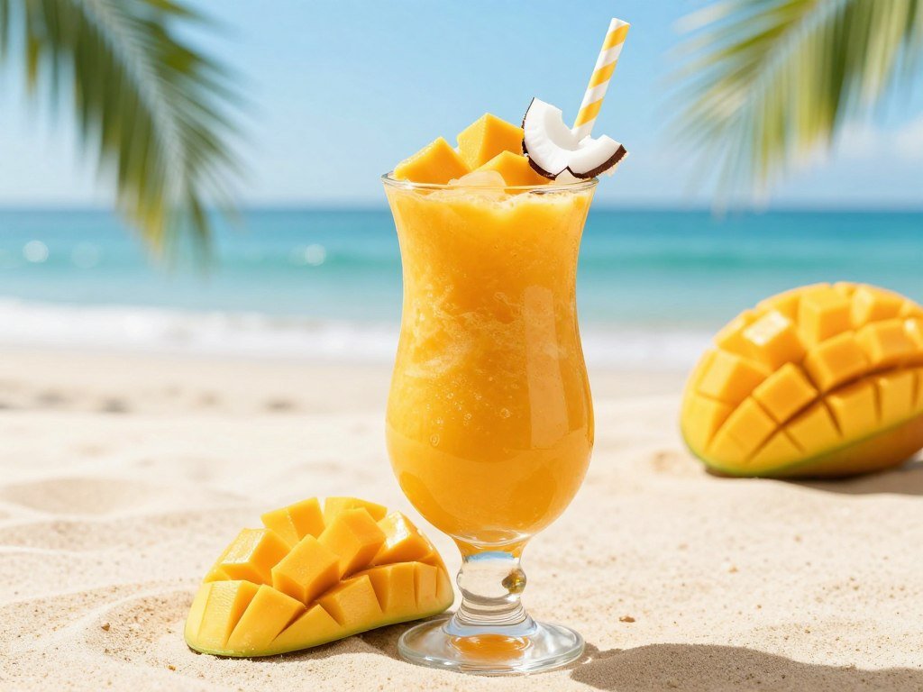 bright orange mango smoothie