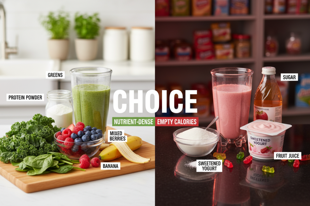 comparison of healthy versus unhealthy smoothie ingredients