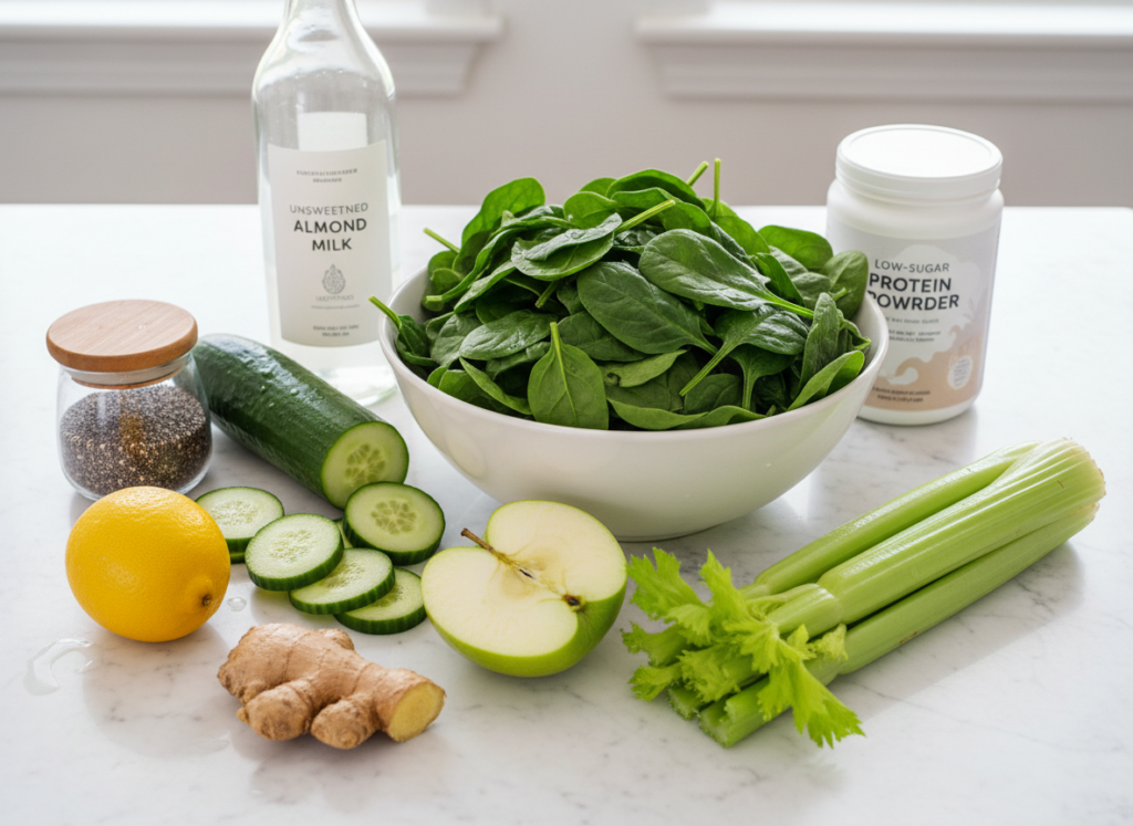 fat burning smoothie ingredients laid out