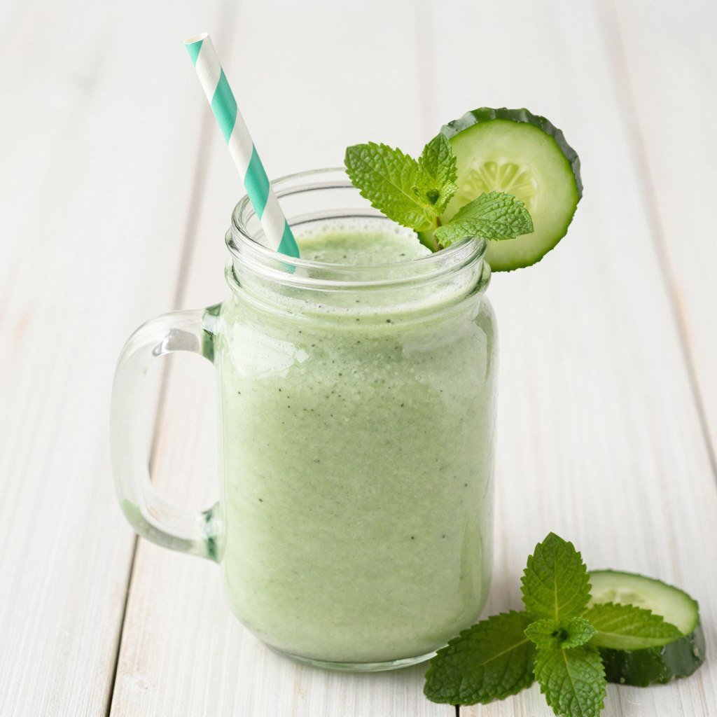 green detox smoothie with cucumber and mint