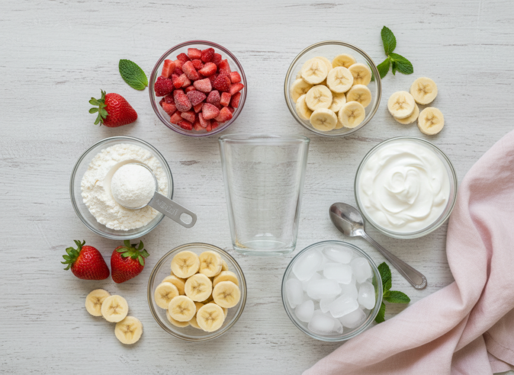 ingredients for strawberry banana protein smoothie variation