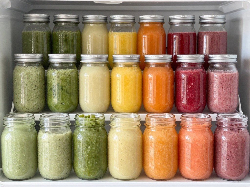 mason jars with layered smoothie ingredients