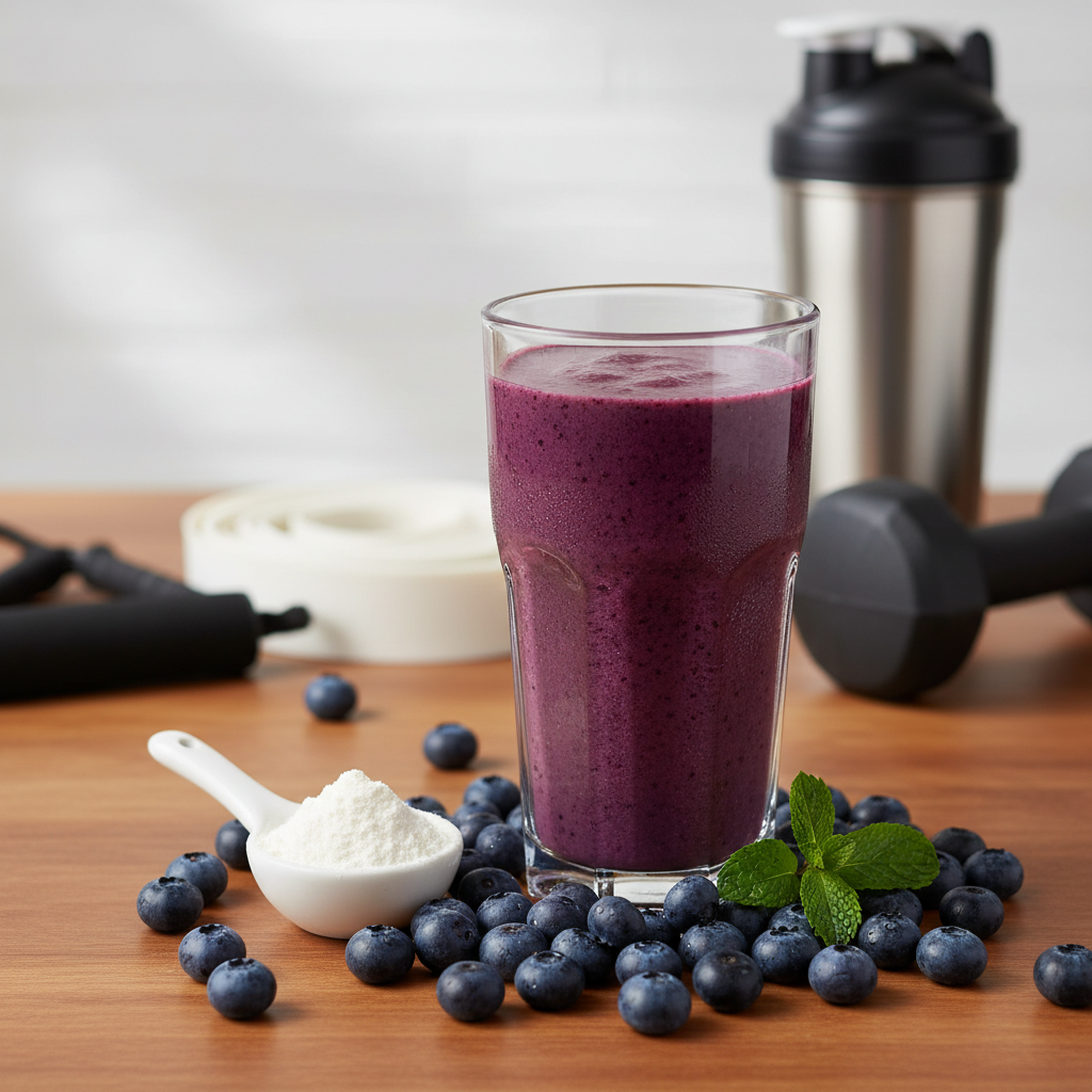 purple blueberry protein smoothie