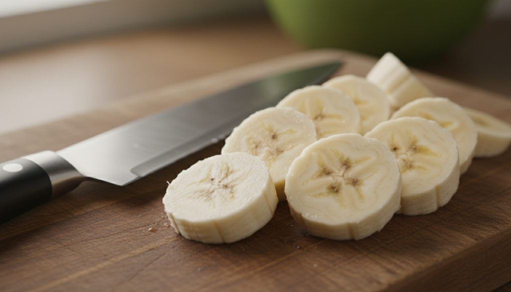 sliced bananas showing texture perfect for banana smoothie recipe